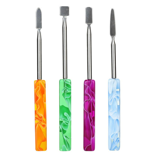 Stainless Steel Dab Tool 4pc Set | Acrylic Handles - Smoke N’ Poke