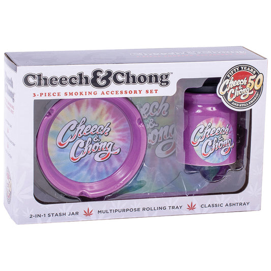 Set de regalo para amantes del humo de Cheech &amp; Chong - 3 piezas / Tie-Dye morado