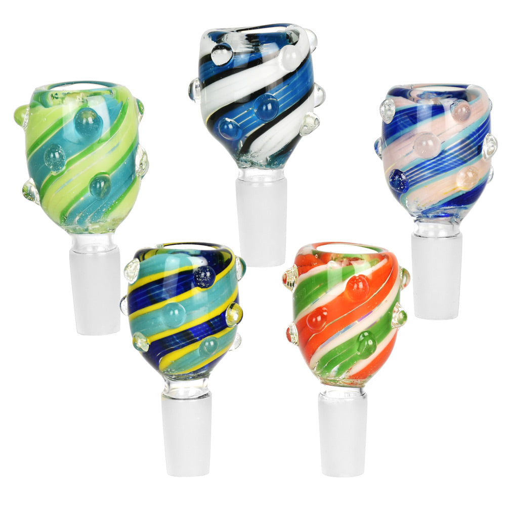 Bold Stripes Swirl Glass Marble Grip Herb Slide - Colors Vary - Smoke N’ Poke