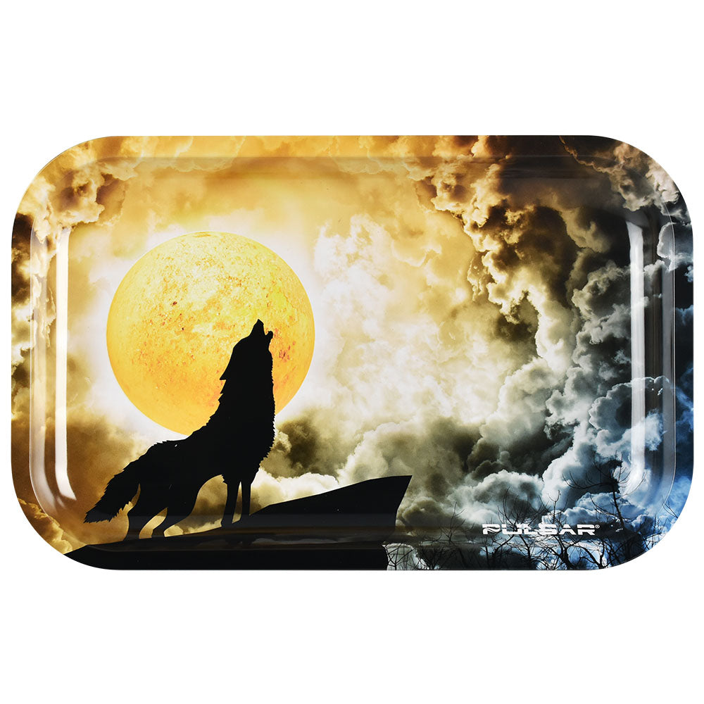 Pulsar Metal Rolling Tray - 11"x7" / Glow Howl at the Clouds - Smoke N’ Poke