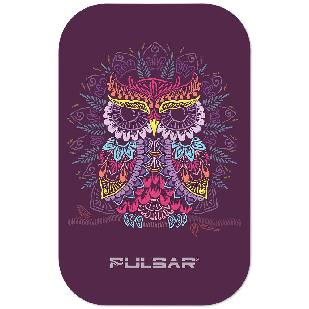 Pulsar Magnetic Rolling Tray Lid - 11"x7" / Owl Mandala - Smoke N’ Poke