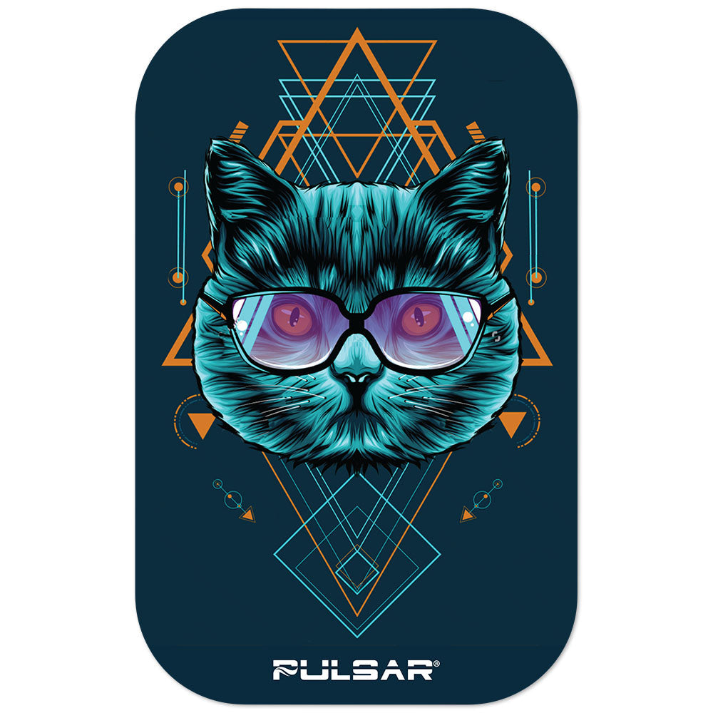 Pulsar Magnetic Rolling Tray Lid - 11"x7"/Sacred Cat Geometry 3D - Smoke N’ Poke