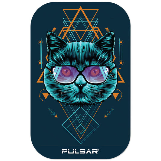 Pulsar Magnetic Rolling Tray Lid - 11"x7"/Sacred Cat Geometry 3D - Smoke N’ Poke