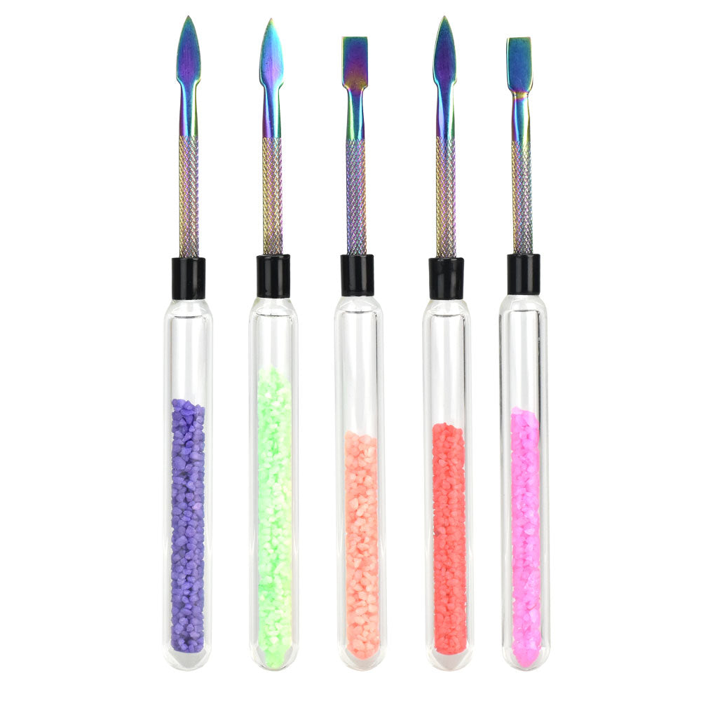 5PC - Color Frit Anodized Stainless Steel Dab Tool - 6" / Asst Colors