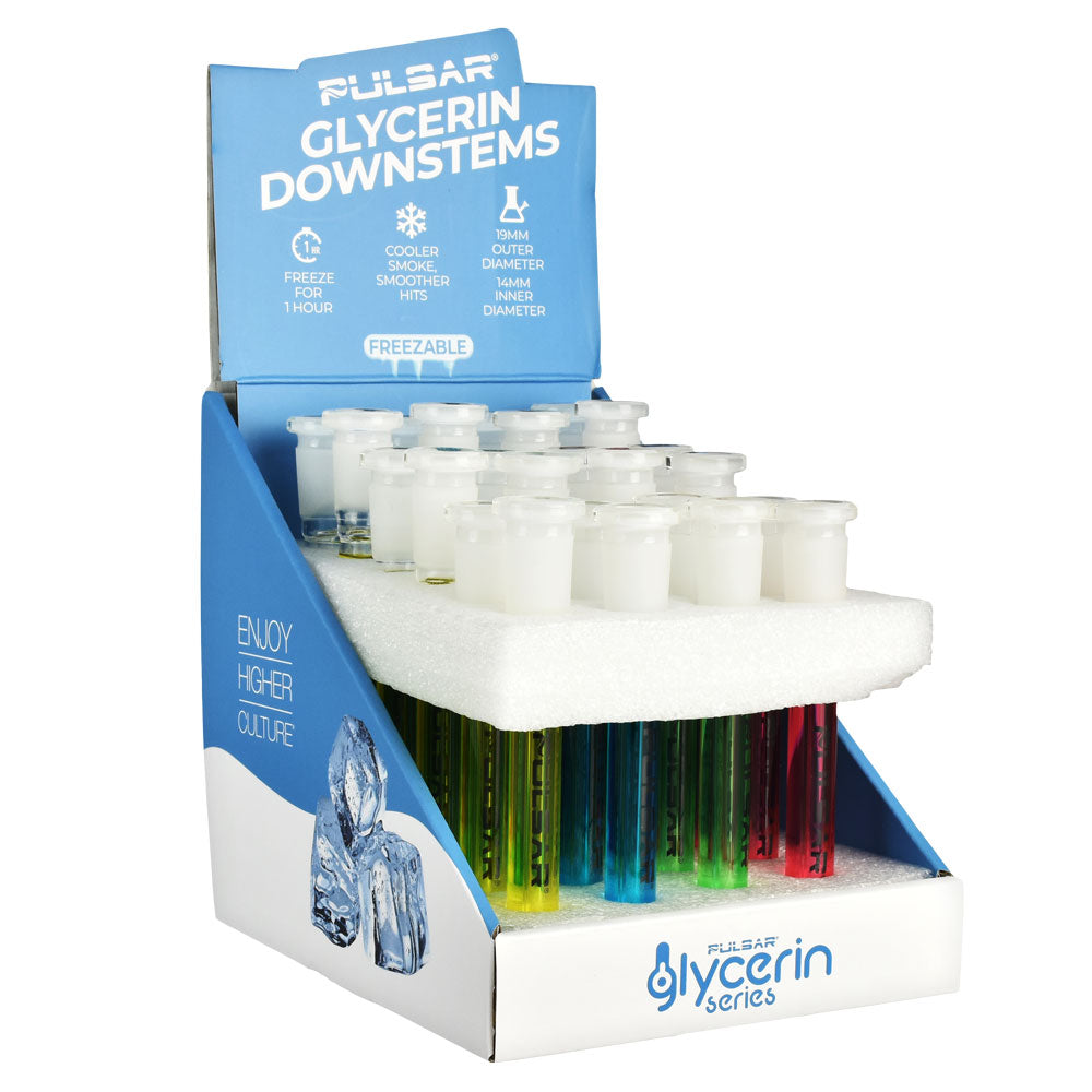 24PC DISP - Pulsar Glycerin Series Downstem - Asst Sizes & Colors