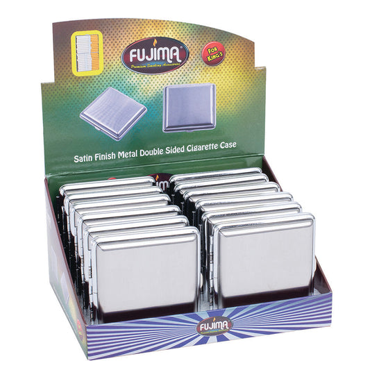 12PC DISP - Fujima Metal Finish Double-Sided Cigarette Case - King Size