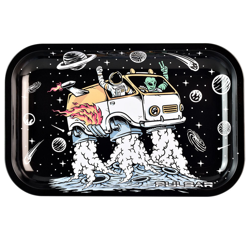 Pulsar Metal Rolling Tray - 11"x7"/Space Van - Smoke N’ Poke