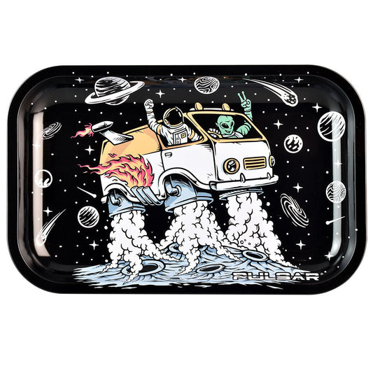 Pulsar Metal Rolling Tray - 11"x7"/Space Van - Smoke N’ Poke