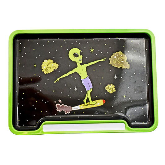 Alien Doobie Surfer Rolling Tray Box - 8"x5.75" - Smoke N’ Poke