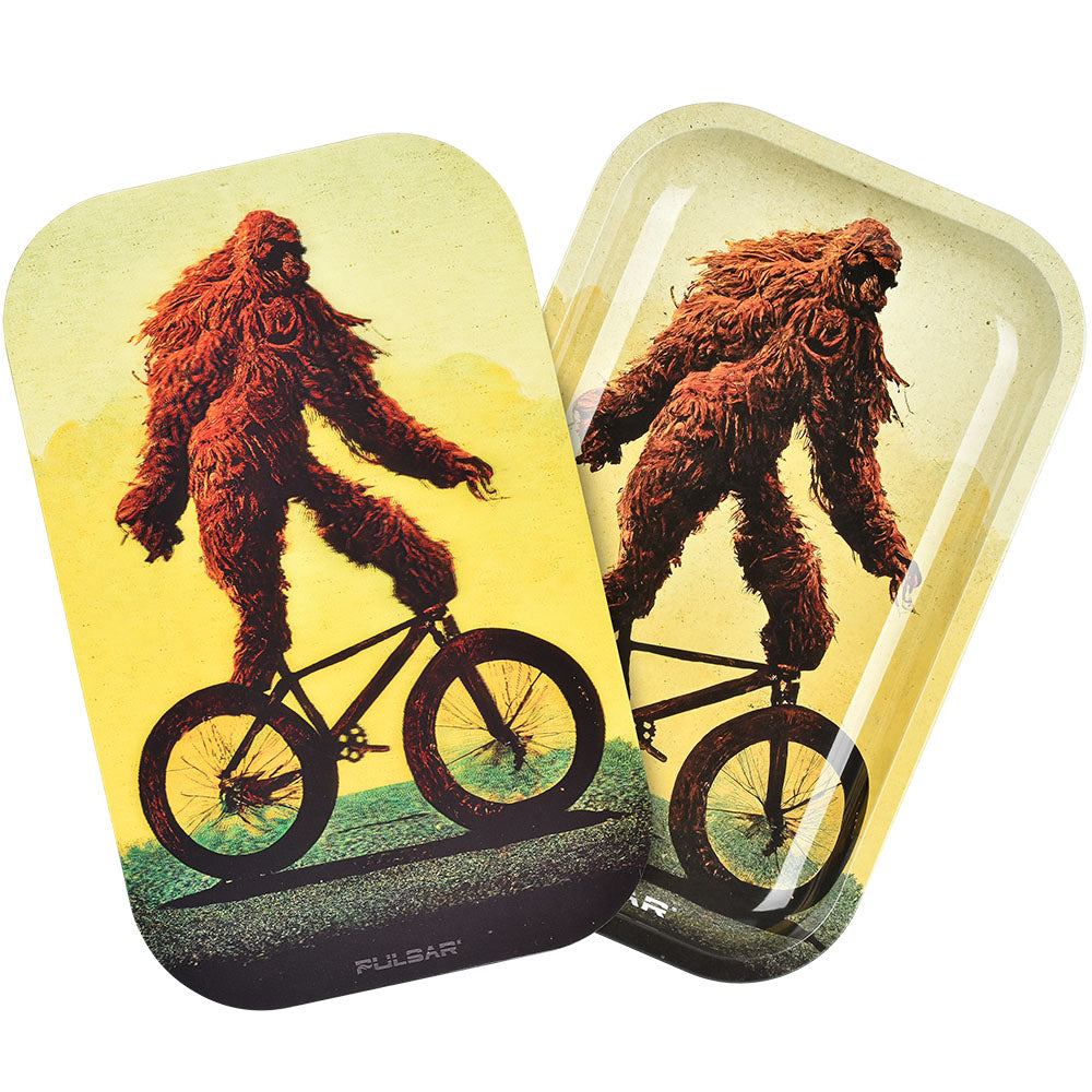 Pulsar Metal Rolling Tray w/ 3D Lid - 11"x7"/Bigfoot Stole My Bike - Smoke N’ Poke