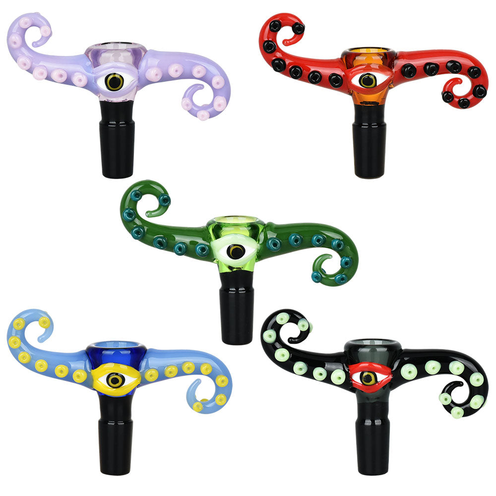 Eerie Octo Eye Herb Slide | 14mm M | Asst Colors | 5pc Set - Smoke N’ Poke