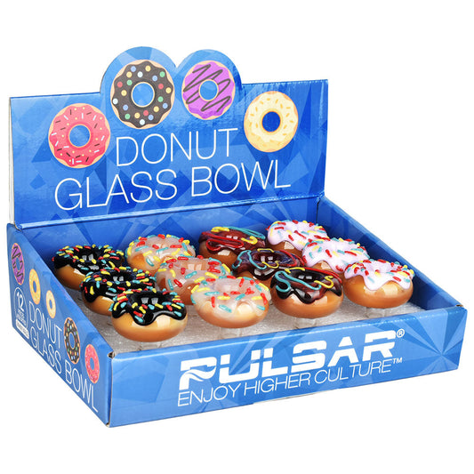 12PC DISPLAY - Pulsar Donuts Herb Slide - 14mm M / Assorted Colors - Smoke N’ Poke