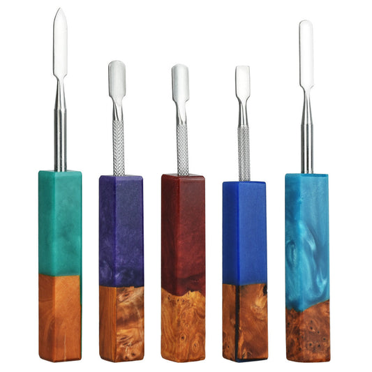 5PC SET - Square Resin/Wood Dab Tool - Assorted Colors