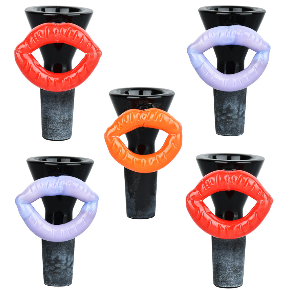 5PC SET - Loquacious Lips Herb Slide - 14mm M / Assorted Colors - Smoke N’ Poke