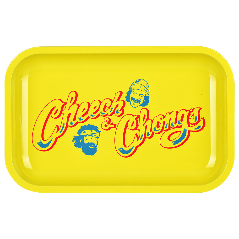 Cheech & Chong x Pulsar Metal Rolling Tray - Yellow Logo / 11" x 7" - Smoke N’ Poke