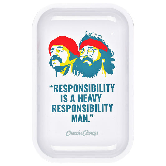 Cheech & Chong x Pulsar Metal Rolling Tray - Responsibility / 11" x 7" - Smoke N’ Poke