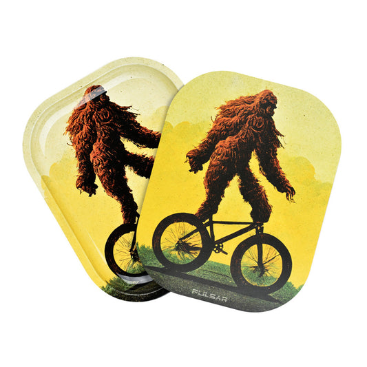 Pulsar Mini Metal Rolling Tray w/ Lid - Bigfoot Stole My Bike / 7"x5.5" - Smoke N’ Poke