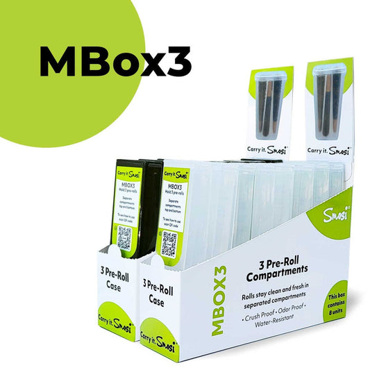 Smosi MBox3 Pre-Roll Case | 4.25"x1.5" | 8pc Display - Smoke N’ Poke