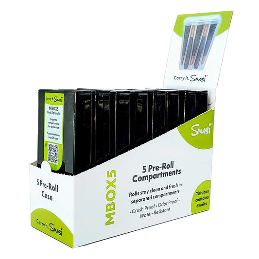 Smosi MBox5 Pre-Roll Case | 4.25"x2.5" | 8pc Display - Smoke N’ Poke