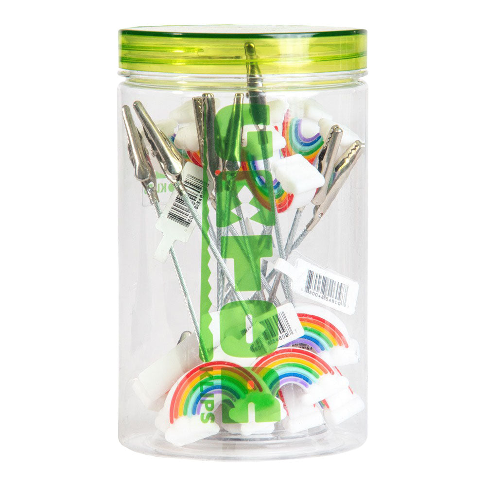 14PC JAR - Gator Klips Rainbow Memo Clip - 4.5" - Smoke N’ Poke