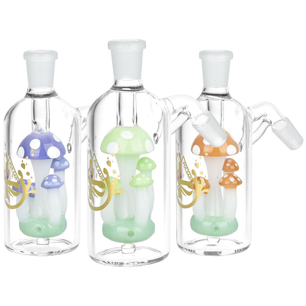 Pulsar Shroom Quintet Ash Catcher | 5.25" | 14mm | Colors Vary - Smoke N’ Poke