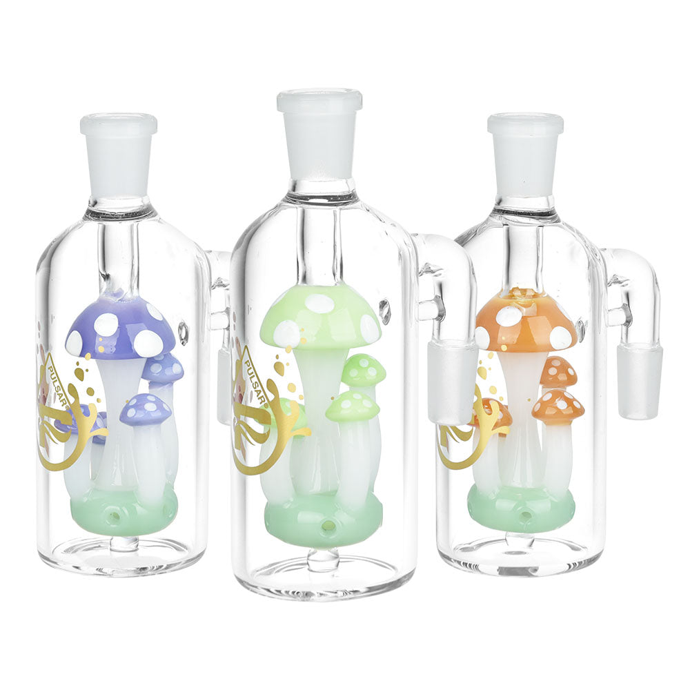 Pulsar Shroom Quintet Ash Catcher | 5.25" | 14mm | Colors Vary - Smoke N’ Poke