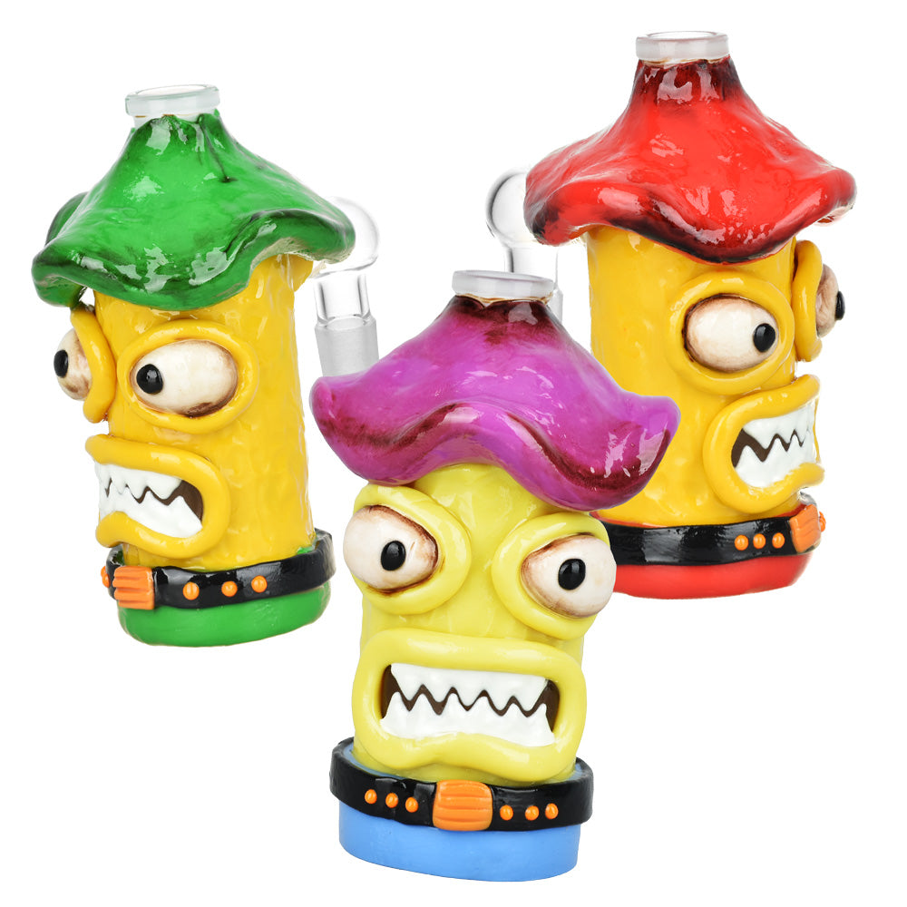 Shroom Monster Glass & Enamel Ash Catcher - 4.75" / 14mm M / 90D / Colors Vary - Smoke N’ Poke