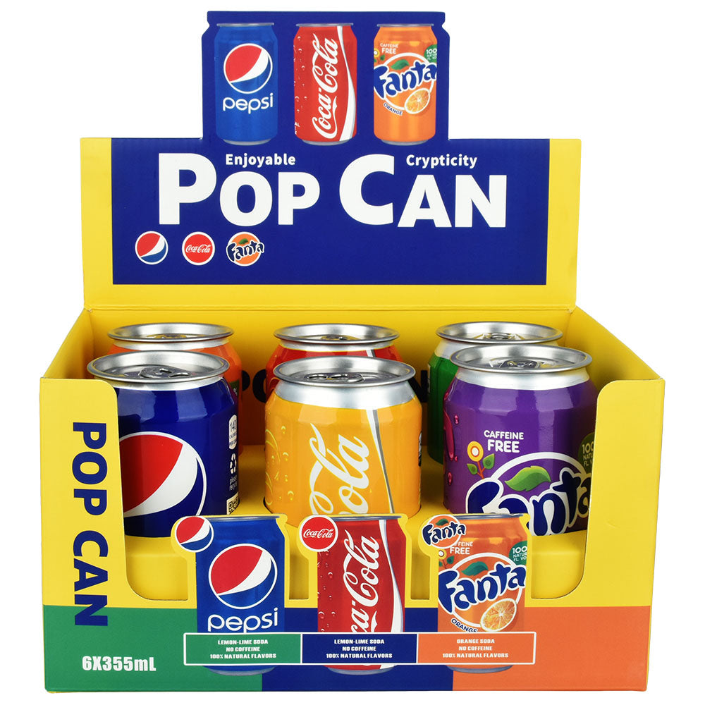 6PC DISPLAY - Pop Can Discrete Safe - 355ml / Assorted Styles - Smoke N’ Poke