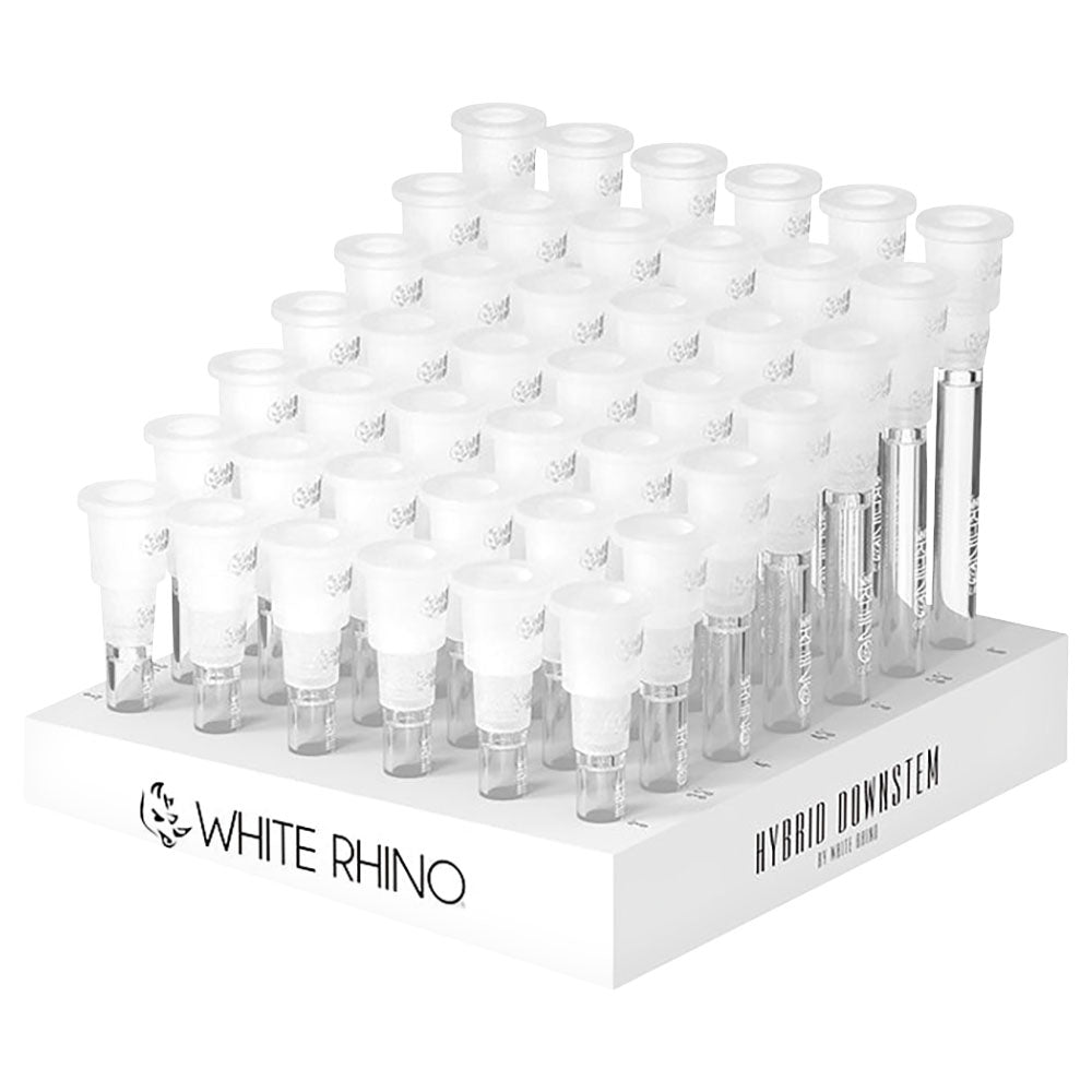 42PC DISP - White Rhino Hybrid Downstem - Assorted Sizes - Smoke N’ Poke