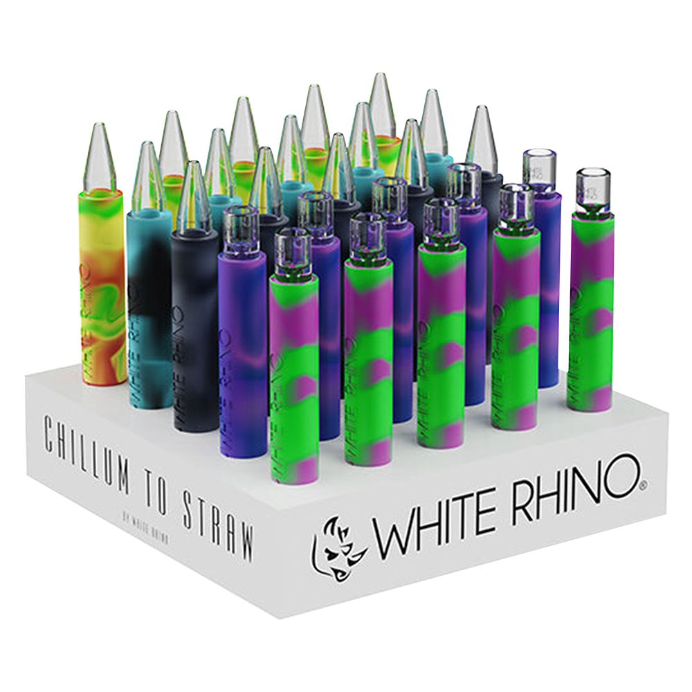 25CT DISPLAY - White Rhino Pyrex Chillum To Straw - 5" / Original