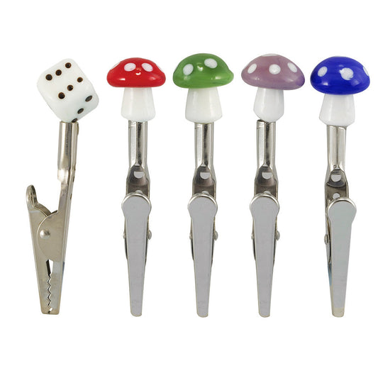 Ceramic Tip Mushrooms & Dice Roach Clips | 50pc Bag - Smoke N’ Poke