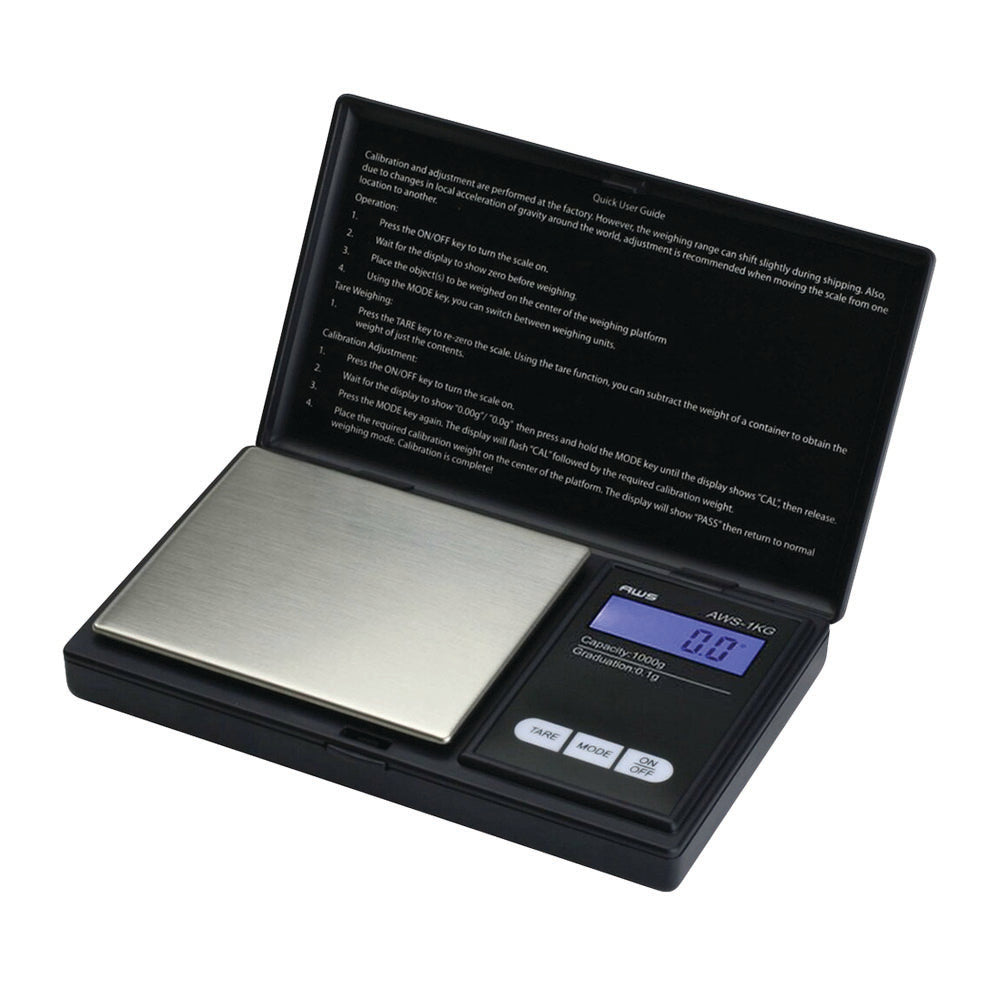 AWS Series Digital Pocket Scale - 1000g x 0.1g / Black - Smoke N’ Poke