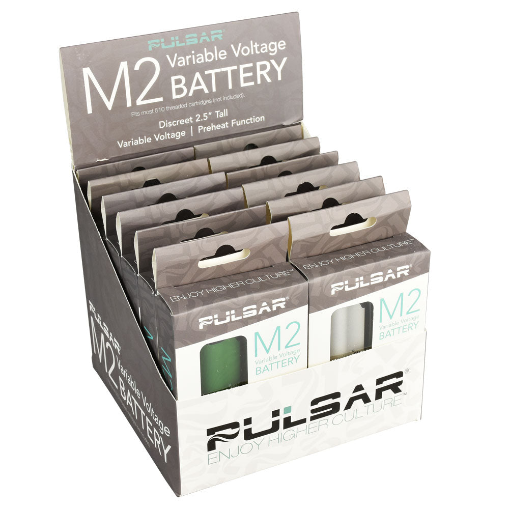 12PC DISP - Pulsar M2 Variable Voltage Battery - 450mAh/Asst - Smoke N’ Poke