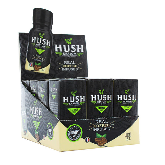 12PC DISP - Hush Coffee Kratom Shot - 10ml