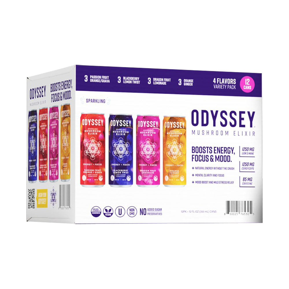 12pc Case - Odyssey Mushroom Sparkling Elixir -12oz / Assorted Flavors - Smoke N’ Poke