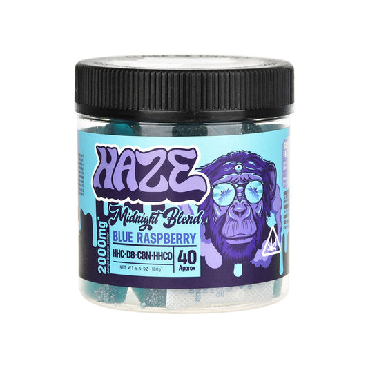 Haze Midnight Blend HHC D8 CBN HHCO Gummies | 2000mg | 40ct | Blue Raspberry