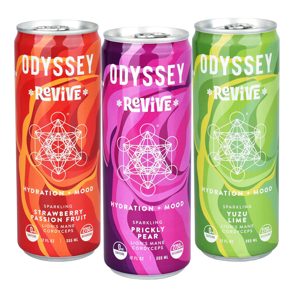 12PC CASE - Odyssey Mushroom Revive Elixir - 12oz / Assorted Flavors - Smoke N’ Poke