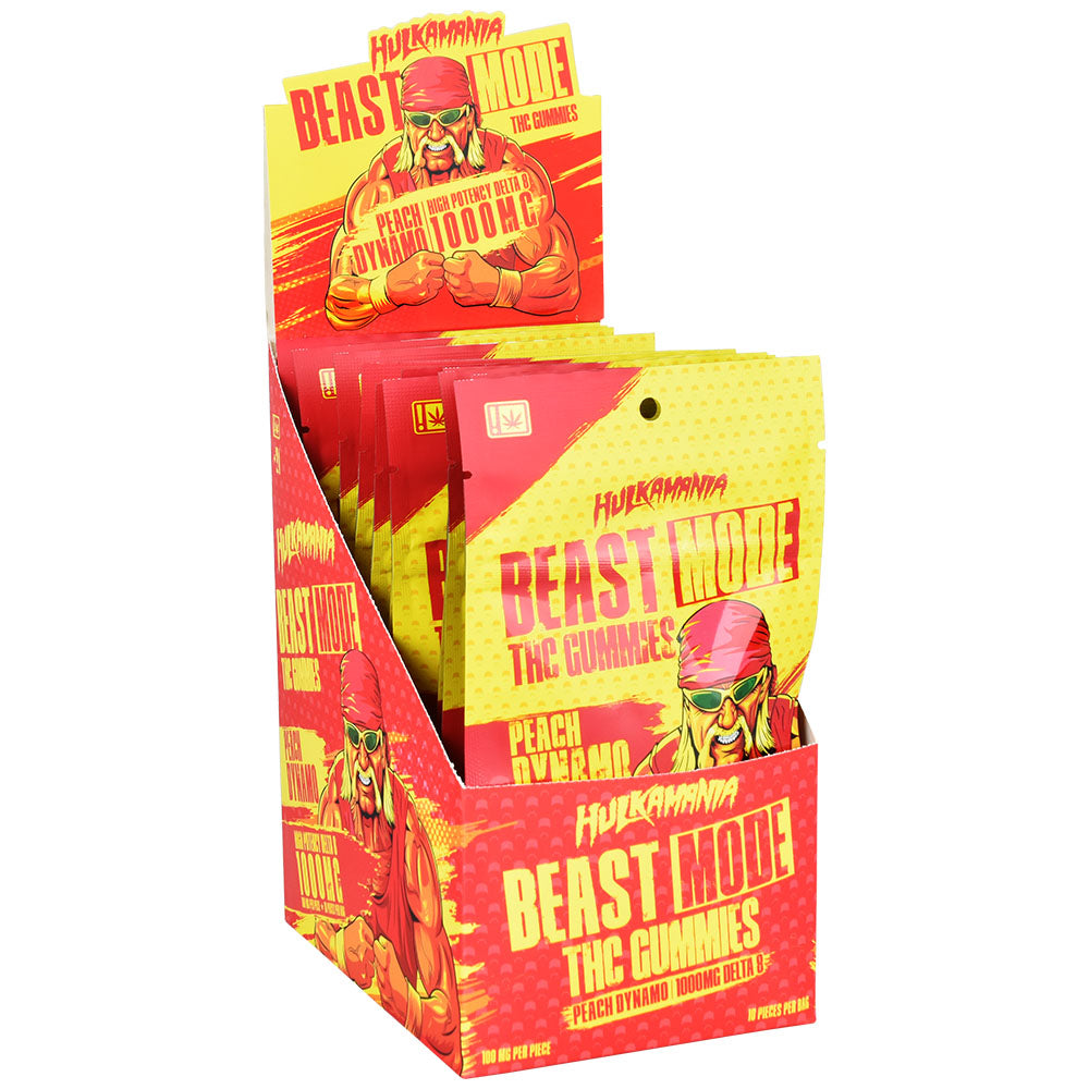 Hulkamania Beast Mode Delta 8 Gummies | 1000mg | 10pc | Peach Dynamo | 12pc Display - Smoke N’ Poke