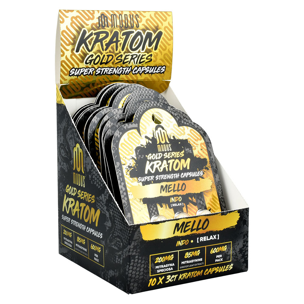 Modus Gold Series Kratom Capsules | 600mg | 3pk | 10pc Display - Smoke N’ Poke