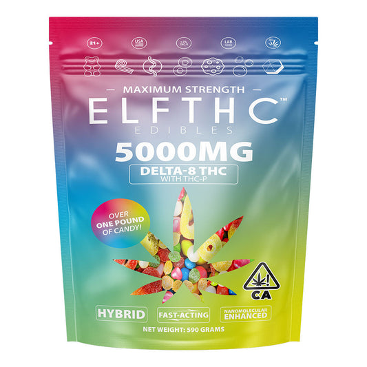 Paquete de fiesta comestible ELFTHC D8 de máxima potencia + THCP - 5000 mg