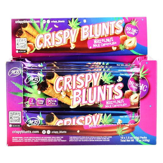 10PC DISPLAY - Crispy Blunts D9 Phyllo Dough - 100MG / 2pc / Hazelnut Chocolate