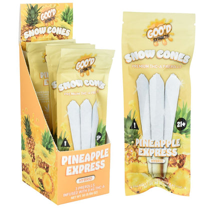 Pre-rollos de THCA de conos de nieve GOO'D | 3g | 3 piezas | Pantalla de 5 unidades