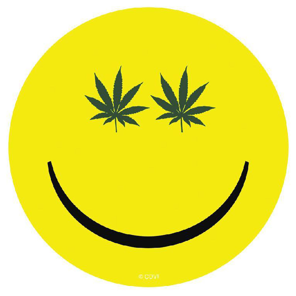 Hemp Leaf Smiley Face Sticker - Smoke N’ Poke