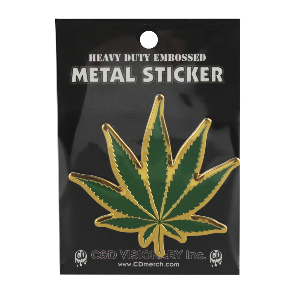 Hemp Leaf Metal Sticker - Smoke N’ Poke