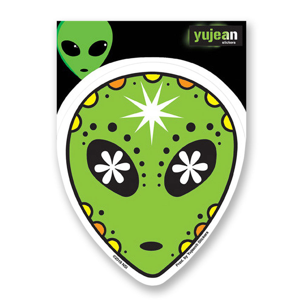 Alien Sugar Skull Sticker - 3.75" x 4.5" - Smoke N’ Poke