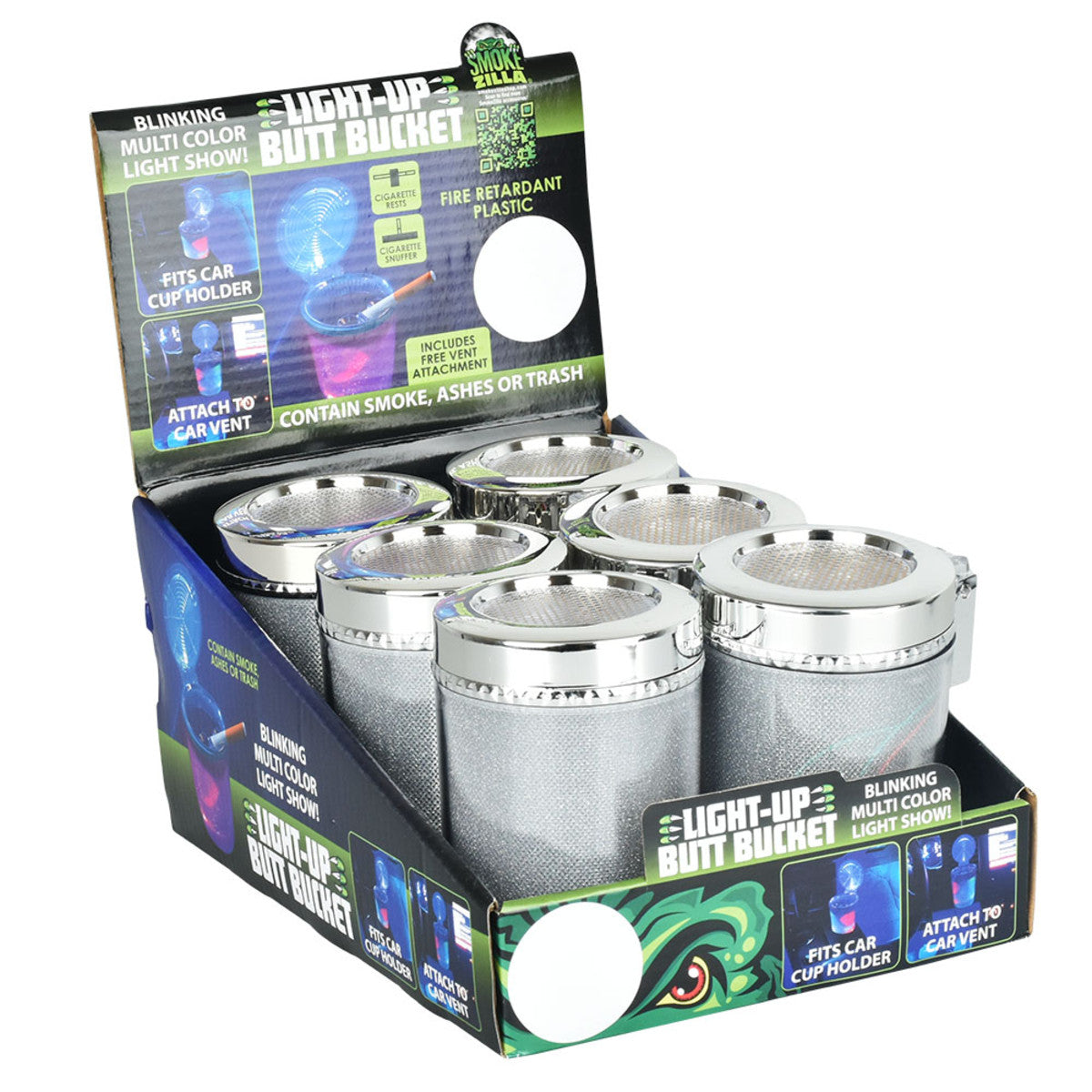 Smokezilla Light Show Light-Up Butt Bucket | 5" | 6pc Display - Smoke N’ Poke