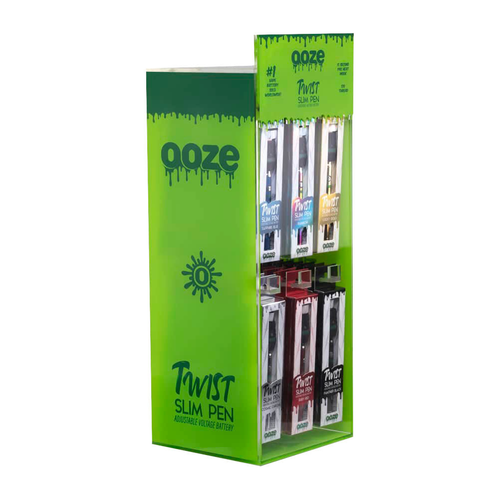 48PC DISP- Ooze Slim Twist Battery w Charger- 4"/320mAh/Asst - Smoke N’ Poke