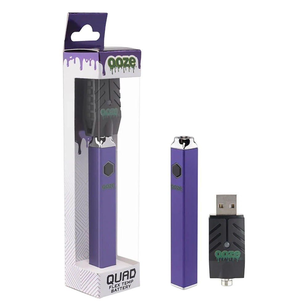 Ooze Quad Flex Temp Square Vape Pen 510 Battery - Smoke N’ Poke