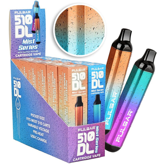 PANTALLA DE 12CT - Pulsar 510 DL MIST Series Auto-Draw VV Vape Pen - 320mAh / Colores surtidos