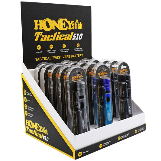 12CT DISPLAY - HoneyStick Tactical Twist Battery - 650mAh / Assorted Colors